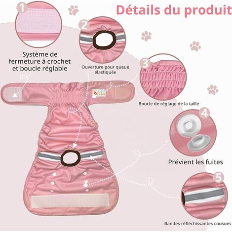 Couches Chien Femelle Couches pour Chien incontinente Culotte Hygiénique Incontinence Culotte Chiennes Chaleurs S (1/4)