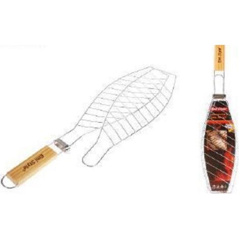 Trade Shop - Parrilla Para Pescado Parrilla De Barbacoa De Un Sitio Con Mango De Madera 6443223 -