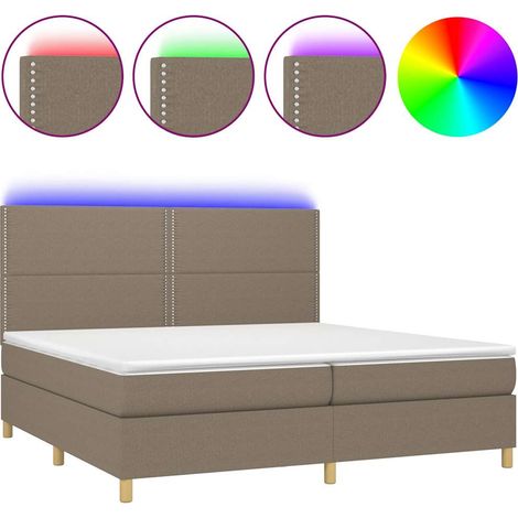 Maison Exclusive - Letto a Molle Materasso e LED tortora 200x200cm in Tessuto (1/5)