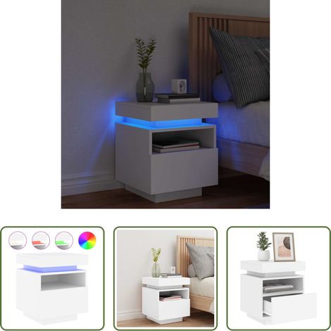 Éclairage LED - Armoire de chevet avec lumières LED blanc 40x39x48,5 cm (1/5)