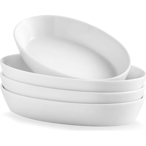 Plat à Four de Cuisson Porcelaine, Lot de 4 Plats à Gratin - Parfait pour Lasagnes, Quiché, Tiramisu et Gratins - Plat à Lasagnes en Céramique - Grand Plat à Gratin -340 ml, 19x11,4x3,5 cm (1/5)