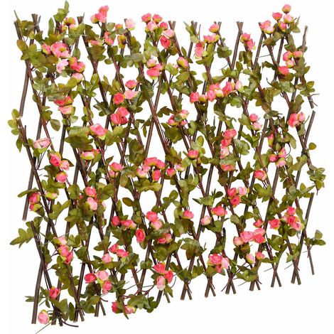 Enrejado valla expansible de hiedra artificial rosa 180x60 cm vidaXL (1/5)