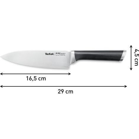 Tefal Ever Sharp - Cuchillo chef 16.5 cm, afilador integrado en la funda, tecnologia de afilado doble pivote, sistema bloqueo seguro, acero inoxidable alemán (1/5)