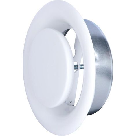 Bouche d'Extraction VMC Réglable Ronde 125 mm - Acier Blanc Laqué - Haute Qualité - VMC Simple Flux - VMC Double Flux - Plafond ou Mur - Conduit DN125 (1/5)