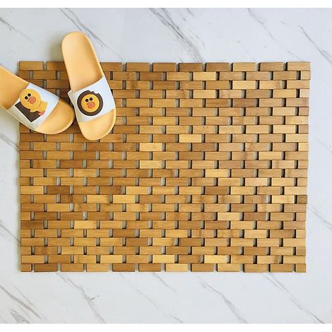 eco Tapis De Bain En Bois  Caillebotis 100%   Tapis De Bain En Bois Antidrapant  Tapis En Vrai Bois (1/5)