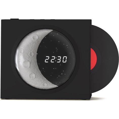 Horloge numérique 4 en 1 avec lecteur de musique Bluetooth, veilleuse lune et étoiles lumineuses, affichage rétro CD, compatible carte TF/entrée auxiliaire – Horloge de bureau/étagère, cadeau, décorat (1/5)