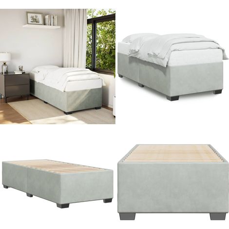 Bettgestell ohne Matratze Hellgrau 90x200 cm Samt - Samtbett - Doppelbett - Boxspringbetten - Schlafzimmermöbel - Bettwäsche - Home & Living (1/5)