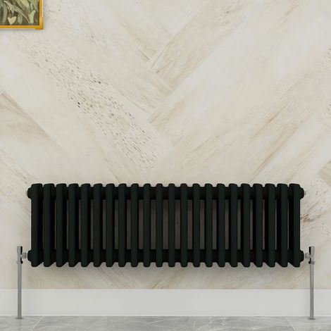 SKY Bathroom 300x1010mm 3 Column Radiator Horizontal Black Traditional Column Radiator