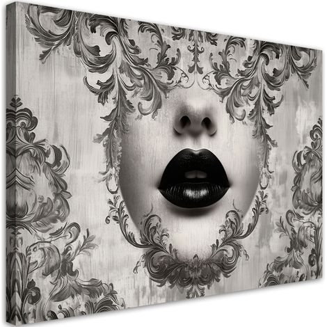 Quadro su tela, Labbra del volto di donna astrattismo - 120x80 (1/3)