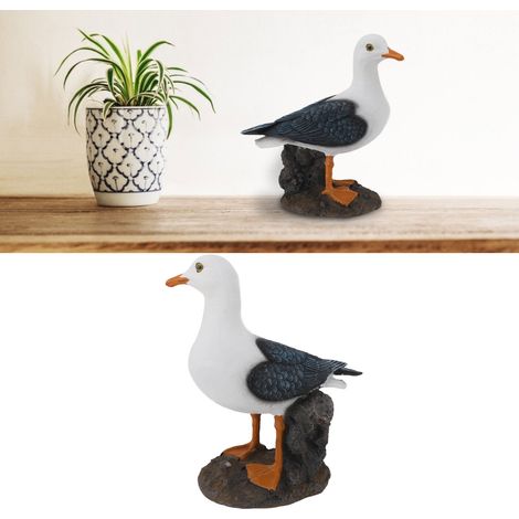Estatua de gaviota de resina, adorno de estilo mediterráneo, diseño de interiores, decoración de oficina, figura de ave marina, escultura de pie (1/5)