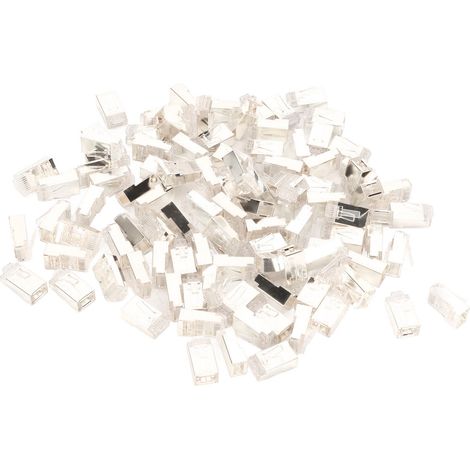 100 pièces Connecteurs RJ45 CAT6e Blindés Cuivre Pur, Embouts de Câble Ethernet 8P8C à Enfiler, Plaqués Argent, Plug and Play (1/5)