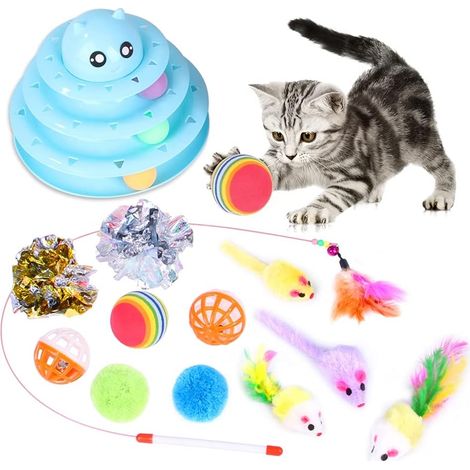 Jouets Chat, Kit Jouet Chats 14 pièces avec Jouet Labyrinthe Chats 4 Couches, Jouet Balles pour Jeu Chat Chaton, Jouets pour Chaton de Jouets Interactifs pour Chats d'intérieur-Fei Yu (1/4)