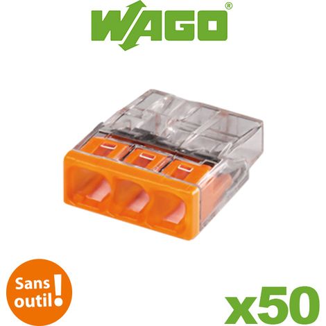 WAGO S2273 50 MINI TERMINALES DE CONEXIÓN RÁPIDA 3 ENTRADAS PARA CABLE RÍGIDO - 2273-203 WAG003049