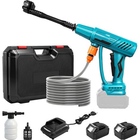 Nettoyeur Haute Pression avec 2 x 4000 mAh Batterie, Portatif de Main-Nettoyeur Haute Pression 700 PSI, avec 5m Tuyau, 6-en-1 Buse à 4 Vitesses pour Auto, Salon de Jardin, Clôture (1/5)