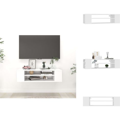TV-Hängeschrank Weiß 100x30x26,5 cm Holzwerkstoff - TV Schrank - Hängeschrank - Regal - Wohnzimmer Dekoration - Weißer Schrank (1/5)