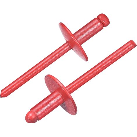 50 Pièces Rivets Aveugles En Aluminium 4.8 x 10 mm Poignée En Aluminium Et Mandrin En Acier, Rivets À Grande Bride Pour Métal, Meubles, Automotive, Red (1/5)