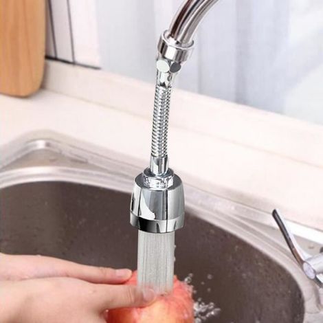 Accessoires robinet de cuisine - Buse de filtre rotative - Anti éclaboussures - Plastique - Gris (1/4)