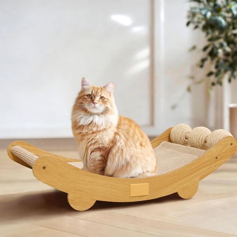 Cama rascador/hamaca/sala de descanso 3 en 1 para gatos, con 3 bolas de sisal natural. Protector de muebles/regalo para gatos de interior.