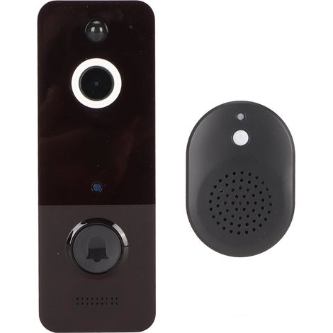Sonnette vidéo WiFi sans fil HD avec vision nocturne, étanche IP65 et récepteur intégré pour la sécurité de votre domicile. (1/5)