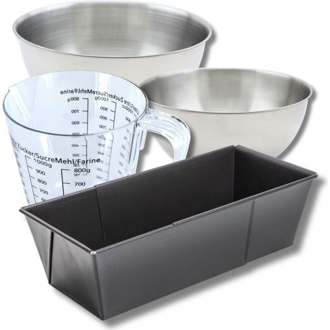 Set pâtisserie avec moule à cake extensible, 2 bols à mixer, verre mesureur et spatule Zenker (1/5)