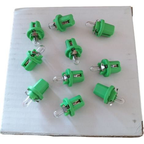 Kit 10 lampadine per cruscotto modello bx8,5d-1,25mm 12v  2,0w verde/green