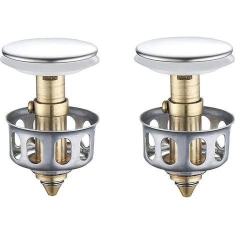Filtre de Vidange de Rebond de Lavabo Universel, évier Bouchon de Vidange Pop Up Salle de Bain évier Bouchon de Vidange avec Panier Cuisine Crépine évier Bouchon de Vidange(2pcs)