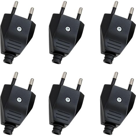 6PCS Fiche Male Prise Electrique, Plate 250V 2,5A, Fiche Électrique Mâle Plate pour Installation ou Remplacement, Embout Prise Électrique Plate À Visser pour Appareils Domestiques (1/5)