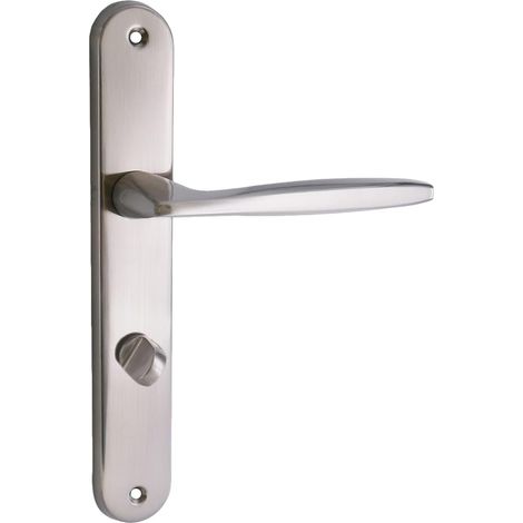 1 - Poignée de porte - Ensemble WC - Aluminium argenté - Universel gauche droite - Résistant humidité - Salle de bain - Nickel - 239x40cm
