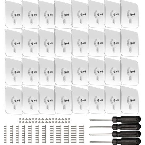 Lot de 4 vis adhésives pour fixation murale, clous suspendus, sans perçage, avec 3 vis de tailles différentes (1/5)