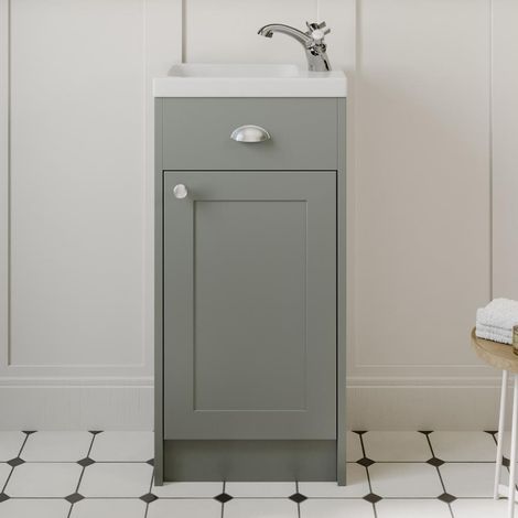 Grey Gloss Bathroom Vanity Unit with Basin Sink Cabinet Storage - 400mm (1/6)