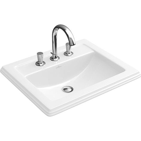 Hommage, Lavabos sobre encimera, 630 x 525 mm, Rectangular, para grifería de 1 orificio, orificio para grifo perforado, con rebosadero, Sanitarios de cerámica In Star WhiteMás