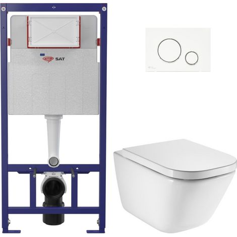 Pack WC con telaio di supporto ECO 2L SAT + WC sospeso Roca con sedile SoftClose + placca (STEROGAWR03-IN)