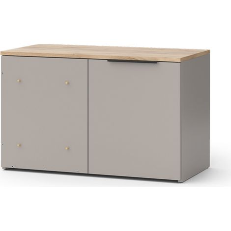 Kommode Wido, Greige, 80 x 50 cm mit Tür, Vicco