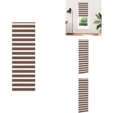 Store zèbre marron 75x230 cm largeur du tissu 70,9 cm polyester - Store Zébré - Stores Zébrés - Store À Enrouleur Zébré - Double Store À Enrouleur (1/5)