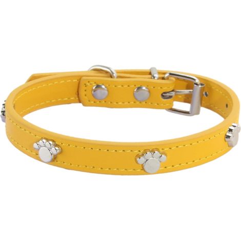 Collier Pour Chien - Boucle Métallique - Décoration Empreinte De Patte - Réglable - Faux Cuir - 4 Tailles Disponibles (1/5)