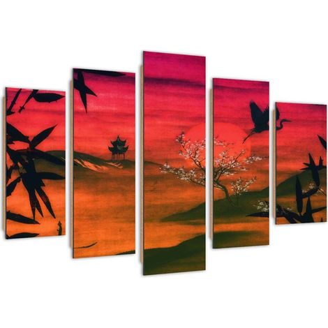 Quadro deco panel 5 parti, Il Giappone immerso nel sole - 100x70 (1/5)