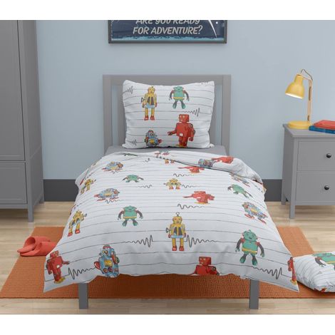 Parure de Couette Enfant 100% Coton 57 140 x 200 cm Gris Clair Vintage Toy (1/5)