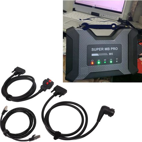 Das neueste SUPER MB PRO M6 Diagnosekabelset enthält ein LAN-Kabel, ein 16-poliges OBD2-Haupttestkabel und ein 14-poliges Kabel. (1/5)