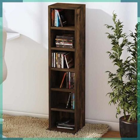 815072 Armoire à CD Chêne fumé 21x20x88 cm Bois d'ingénierie (1/5)
