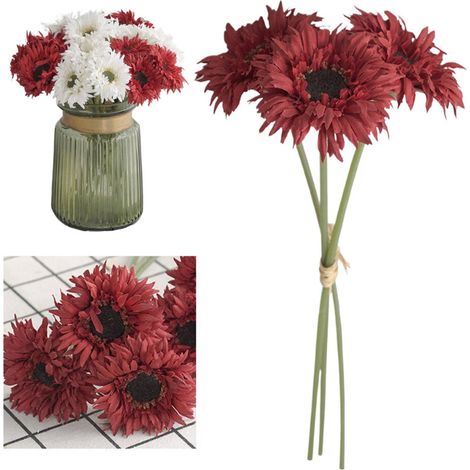 Trois bouquets de tournesols artificiels à longues tiges, parfaits pour les décorations d'automne, convenant à la maison, aux mariages, aux anniversaires et autres occasions. Jaunes.