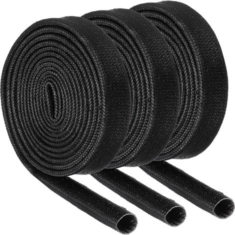 3Pcs Manchon Coupe-Feu pour Tresse d'Isolation de Fil, 3,28Ft-6mm ID Noir, Gaine en Fibre Verre Enduite Silicone Haute Température pour Câblage Électrique de Conduite Automobile (1/5)