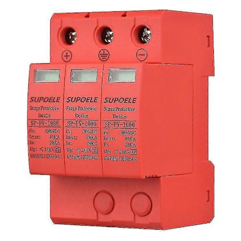 Parafoudre 1000 V CC – Tripolaire, 40 kA – Dispositif de protection contre les surtensions photovoltaïques – Montage sur rail DIN