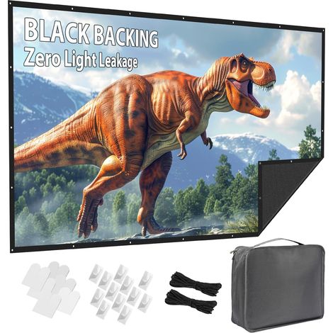 Écran de projection 120 pouces pour extérieur : Écran de projection pliable et portable avec sac de transport - 16:9 Noir, opaque à la lumière, lavable et anti-plis - Idéal pour le cinéma (1/5)