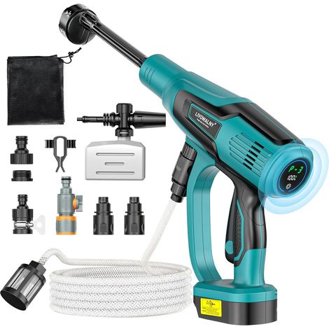 sans Balais Nettoyeur Haute Pression Compatible avec 18V  Nettoyeur Haute Pression Sans Fil Mobile 82 Bar, 6L/Min, 3Niveaux, Buse 6-en-1, pour Voiture, Jardin-(Sans Batterie) (1/5)