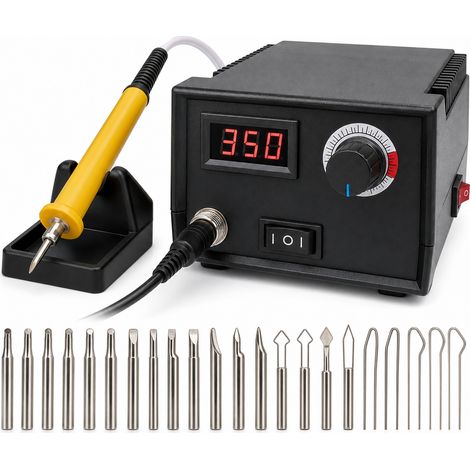 Digitaler einstellbarer Brandmalkolben 20 Aufsätze für Holz 26 cm (1/5)