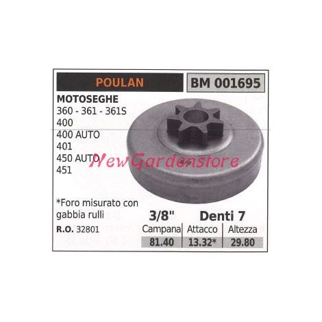 POULAN pignon moteur tronçonneuse 360 361 361S 400 400AUTO 3/8' dents 7 001695