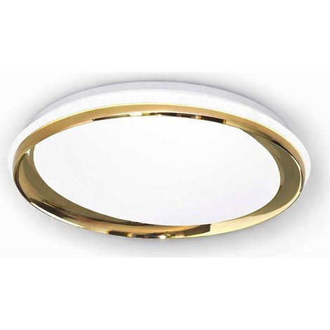 Plafoniera LED Rotonda 49cm Oro e Bianca 46W 3680LM CCT Switch 3000K 4000K 6500K Soffitto Interno Metallo Acrilico IP20