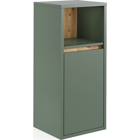 Mueble Midi Viola, Verde/Artesano, 33 x 80 cm con puerta y estante abierto, Vicco