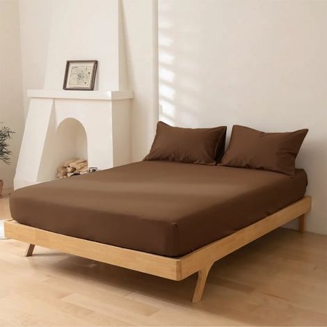 Drap-housse en coton Senzatione marron - 140 x 200 + 30 (1/4)
