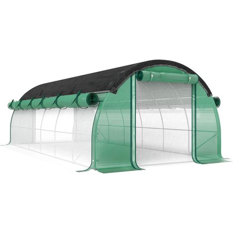 Foliengewächshaus 6 x 3 x 1,98 m mit 12 Fenstern, Rolltür und verzinktem Stahlrahmen (1/3)